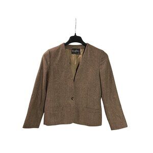 Robert Arthur Womens 100% Virgin Wool Brown Blazer Jacket Size 10 Lined